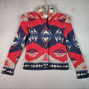 VTG Denim Supply Ralph Cardigan Sweater Women XS Aztec Southwestern Shawl Collar